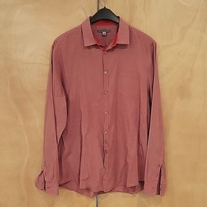 John Varvatos red casual button up shirt, 100% cotton, size L